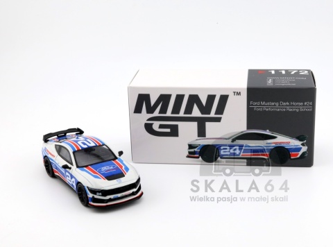 Model samochodu Ford Mustang Dark Horse #24 Ford Performance Racing School w skali 1:64 - kartonik