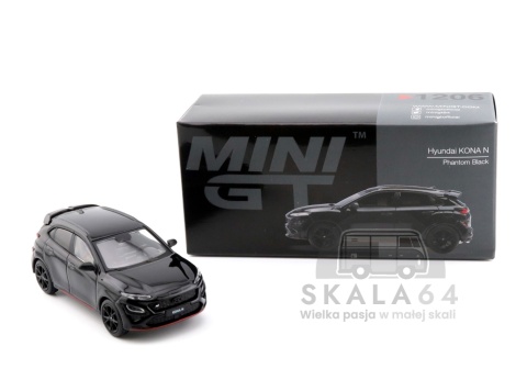 Model samochodu Hyundai KONA N Phantom Black w skali 1:64 - kartonik