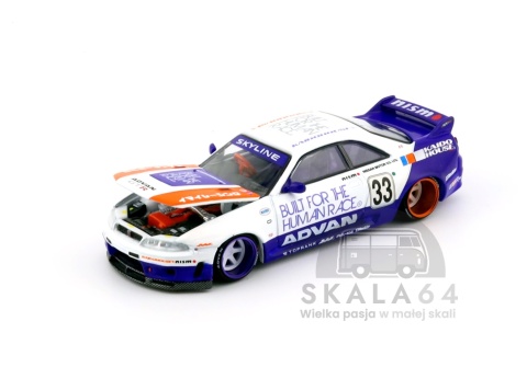MINI GT Kaido House 213 Nissan Skyline GT-R R33 BFTHR V1 White Blue Red KHMG213 1:64