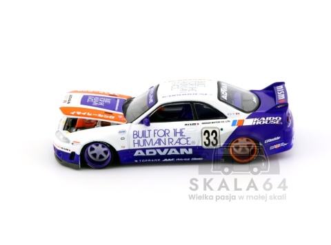 MINI GT Kaido House 213 Nissan Skyline GT-R R33 BFTHR V1 White Blue Red KHMG213 1:64