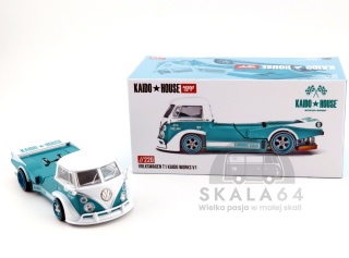MINI GT Kaido House 220 Volkswagen VW Transporter T1 Pickup Kaido Works V1 Blue White KHMG220 1:64