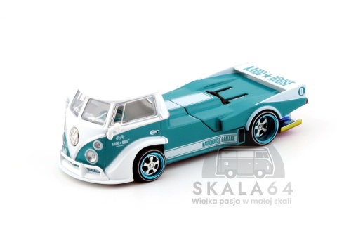 Model samochodu Volkswagen VW Transporter T1 Pickup Kaido Works V1 Blue White w skali 1:64 - przód