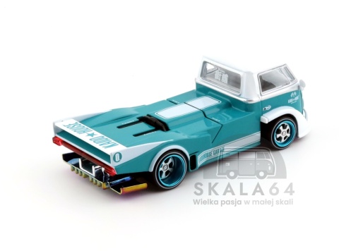 Model samochodu Volkswagen VW Transporter T1 Pickup Kaido Works V1 Blue White w skali 1:64 - tył