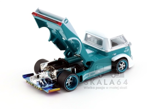 Model samochodu Volkswagen VW Transporter T1 Pickup Kaido Works V1 Blue White w skali 1:64 - silnik