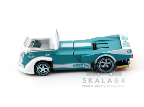 Model samochodu Volkswagen VW Transporter T1 Pickup Kaido Works V1 Blue White w skali 1:64 - bok