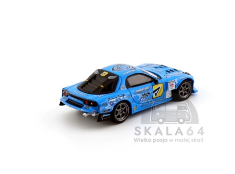 Model samochodu Mazda RX-7 RE-Amemiya 2025 D1GP Blue w skali 1:64 - tył
