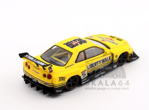 MINI GT Nissan LB-ER34 Super Silhouette Skyline Sport Yellow RHD MGT01182-BL 1:64