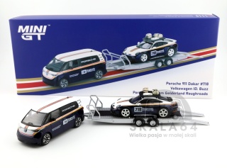 MINI GT Porsche 911 Dakar #718 & Volkswagen ID. Buzz Porsche Centrum Gelderland Roughroads Set MGTS0019 1:64