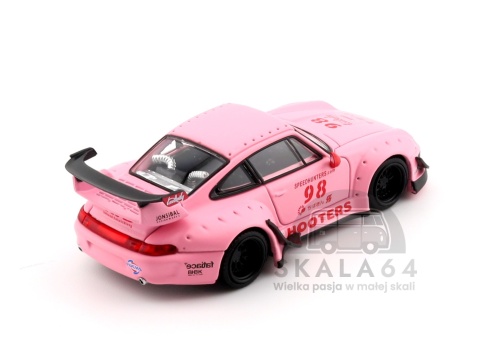 Model samochodu Porsche 911 RWB 993 Hooters #98 Matte Pink w skali 1:64 - tył