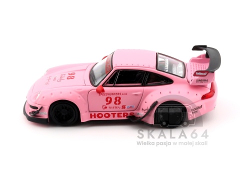 Model samochodu Porsche 911 RWB 993 Hooters #98 Matte Pink w skali 1:64 - bok
