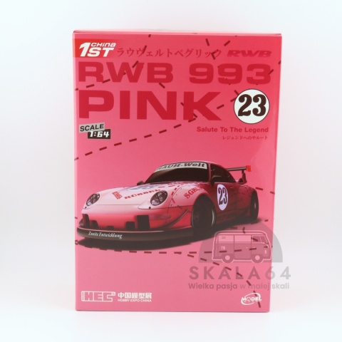 Model samochodu Porsche 911 RWB 993 Pink Hobby Expo China 2026 w skali 1:64 - pudełko
