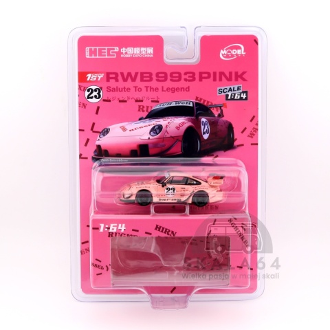 Model samochodu Porsche 911 RWB 993 Pink Hobby Expo China 2026 w skali 1:64 - model