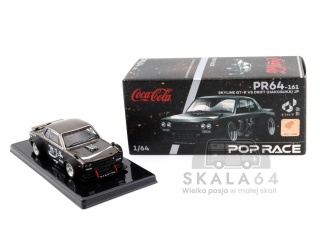 POP RACE PR64-161 Nissan Skyline GT-R V8 Drift Hakosuka Coca-Cola Zero JP Black Chrome PR640161 1:64