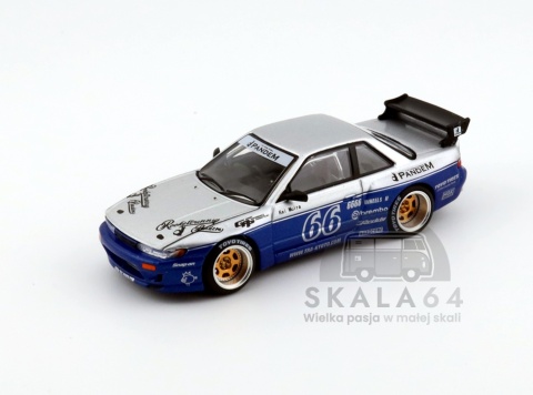 Model samochodu Pandem Nissan Silvia S13 Moontech Blue w skali 1:64 - przód