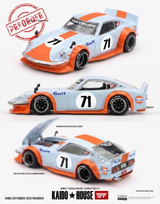 PREORDER MINI GT Kaido House 1978 Nissan Fairlady Z Kaido Gt Gulf V1 KHMG317 1:64