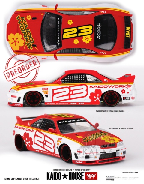 PREORDER MINI GT Kaido House 1995 Nissan Skyline GTR (R33) Kaido Stock Car V1 KHMG313 1:64