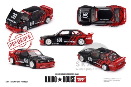 PREORDER MINI GT Kaido House 2025 BMW M3 (E30) Kaido Works Advan KHMG266 1:64