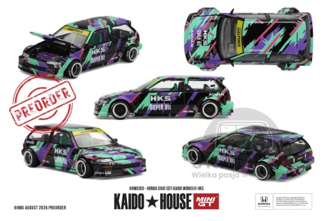 PREORDER MINI GT Kaido House KHMG303 1987 Honda Civic (EF) Kaido Works *HKS*