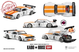 PREORDER MINI GT Kaido House KHMG304 1979 Chevrolet Camaro Kaido Works TA V1 white/orange