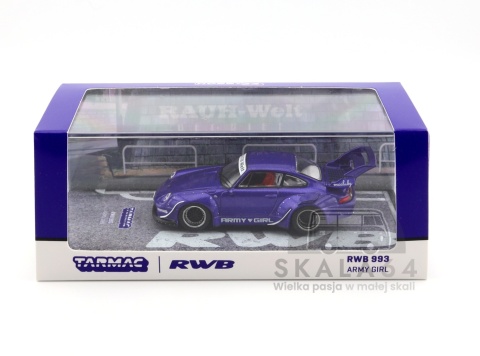 Model samochodu Porsche 911 RWB 993  Army Girl  Purple w skali 1:64 - gablotka