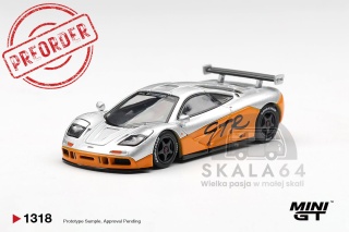 PREORDER MINI GT MGT01318-L 1995 McLaren F1 GTR Presentation, silver/orange