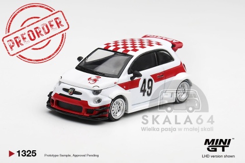 PREORDER MINI GT MGT01325-L 2026 Fiat 595 Abarth LB-Works X Abas Works 1000 TC Tribute, white/red