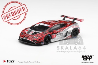 PREORDER MINI GT MGT01327-L 2025 Lamborghini Huracan GT3 EVO2 #9 Pfaff Motorsports Weathertech GTD Pro, red/silver