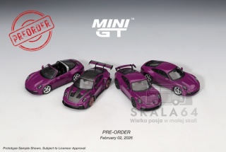 PREORDER MINI GT MGTS0021 2025 Porsche 911 (992) Rubystone red 4 car set
