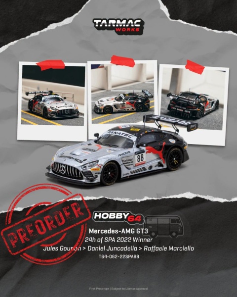 PREORDER TARMAC WORKS 2022 Mercedes-Benz AMG GT GT3 #88 Jules Gounon 24h of SPA Winner 1:64