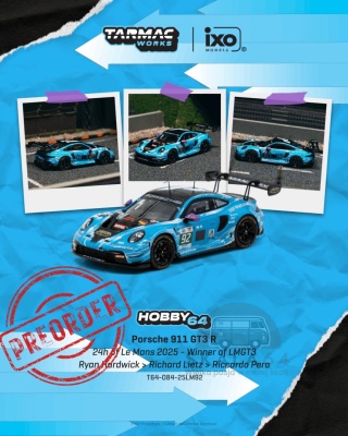 PREORDER TARMAC WORKS 2025 Porsche 991 (992) GT3 R #92 Ryan Hardwick 24h of Le Mans CAT Winner1:64