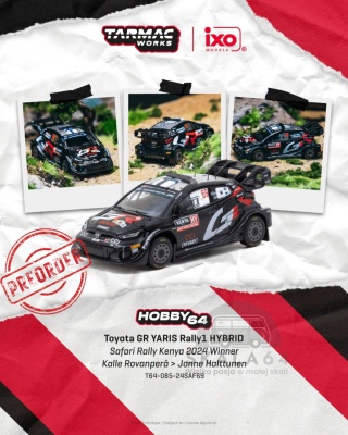 PREORDER TARMAC WORKS 2024 Toyota Yaris GR Rally1 Hybrid #69 Kalle Rovanpera Safari Rally Kenya Winner 1:64