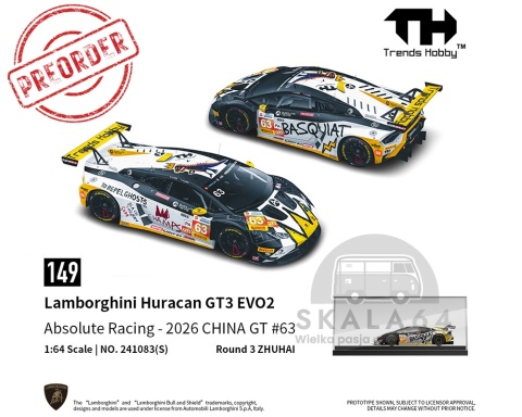 PREORDER TRENDS HOBBY Lamborghini Huracan GT3 EVO2 China GT Zhuhai 2026 #63 1:64 TH241083S