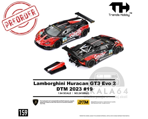 PREORDER TRENDS HOBBY Lamborghini Huracan GT3 EVO2 DTM 2023 #19 Red 1:64 TH241083J