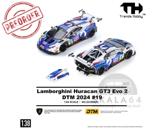 PREORDER TRENDS HOBBY Lamborghini Huracan GT3 EVO2 DTM 2024 #19 Blue/White 1:64 TH241083H