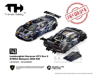 PREORDER TRENDS HOBBY Lamborghini Huracan GT3 EVO2 GTWCA Malaysia 2026 #29 1:64 TH241083P