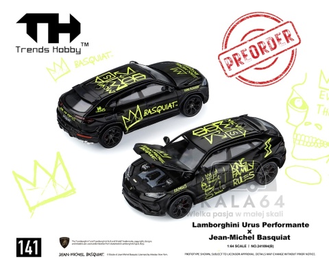 PREORDER TRENDS HOBBY Lamborghini Urus Performance x Jean-Michel Basquiat Black/Green 1:64 TH241094B