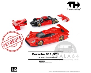PREORDER TRENDS HOBBY Porsche 911 GT1 1998 Red 1:64 TH241085F