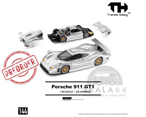 PREORDER TRENDS HOBBY Porsche 911 GT1 1998 Silver 1:64 TH241085E
