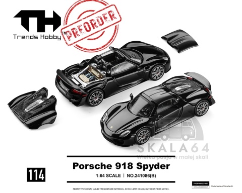 PREORDER TRENDS HOBBY Porsche 918 Spyder Black 1:64 TH241086B