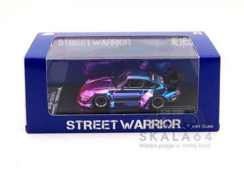 Model samochodu Porsche 911 RWB 993 RAUH-Welt Neo Chrome w skali 1:64 - gablotka