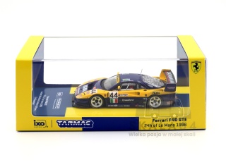 TARMAC WORKS Ferrari F40 GTE 24h of Le Mans 1996 Blue Yellow L. Della Noce A. Olofsson C. Rosenblad #44 1:64