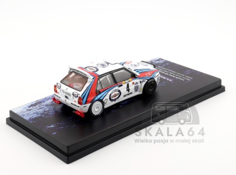 Model samochodu Lancia Delta Integrale #4 Monte Carlo Rally 1992 Winner Didier Auriol Bernard Occelli Martini w skali 1:64 - tył