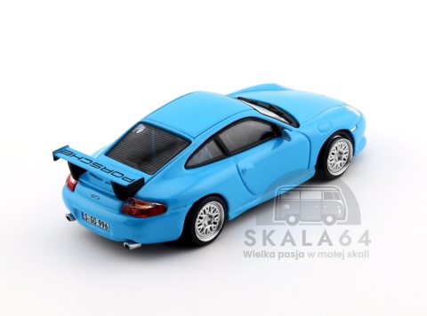 Model samochodu Porsche 911 GT3 type 996 Light Blue w skali 1:64 - tył
