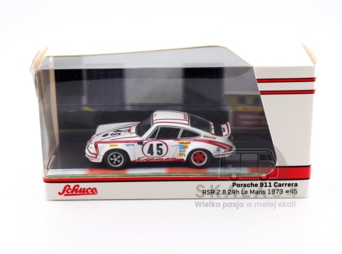 Model samochodu Porsche 911 Carrera RSR 2.8 24h Le Mans 1973 Winner #45 w skali 1:64 - pudełko