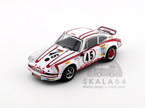 Model samochodu Porsche 911 Carrera RSR 2.8 24h Le Mans 1973 Winner #45 w skali 1:64 - przód