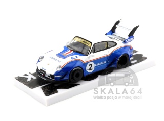TARMAC WORKS Porsche 911 RWB 993 LBWK Liberty Walk Blue White Rothmans 1:64