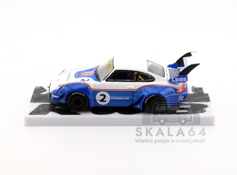 Model samochodu Porsche 911 RWB 993 LBWK Liberty Walk Blue White Rothmans w skali 1:64 - bok