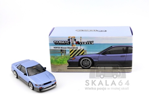 Model samochodu Vertex Nissan Silvia S13 Blue Grey w skali 1:64 - pudełko