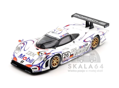 Model samochodu Porsche 911 GT1 24h Le Mans 1998 Winner #26 L. Aïello A. McNish S. Ortelli w skali 1:64 - przód