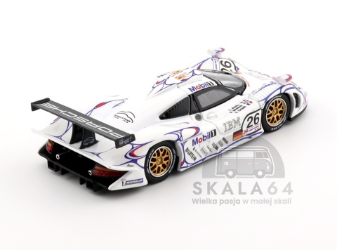Model samochodu Porsche 911 GT1 24h Le Mans 1998 Winner #26 L. Aïello A. McNish S. Ortelli w skali 1:64 - tył